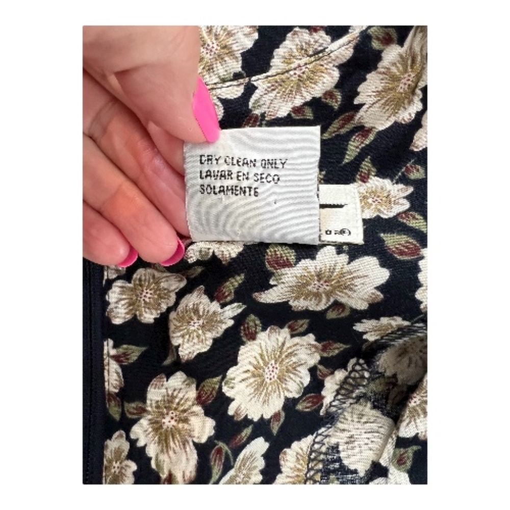 🖤🤍 EUC ALIX TAYLOR Black & White Floral Print Lace-Up Midi Dress | Sz 18 - Picture 9 of 9